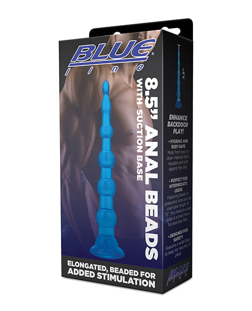Blue Line C &amp; B 8.5" Anal Beads w/Suction Base - Jelly Blue