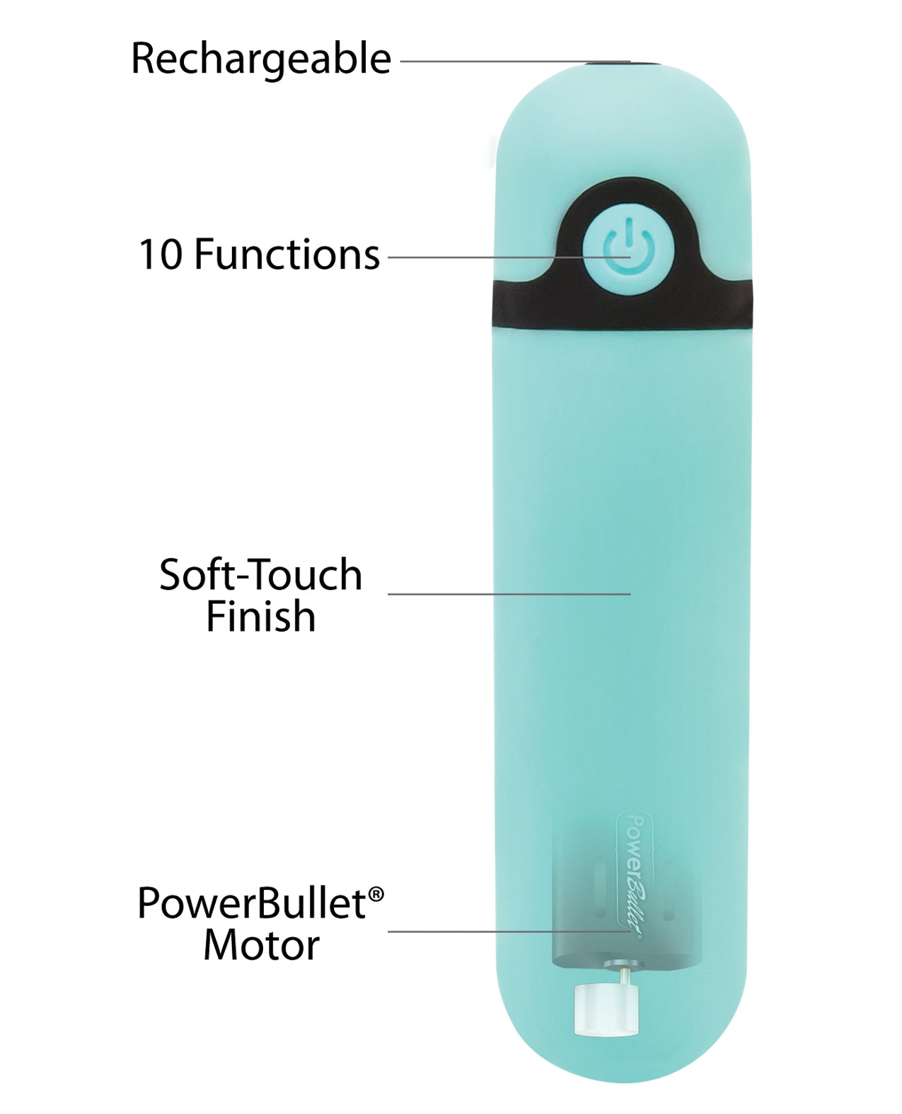 Simple &amp; True Rechargeable Vibrating Bullet - Teal
