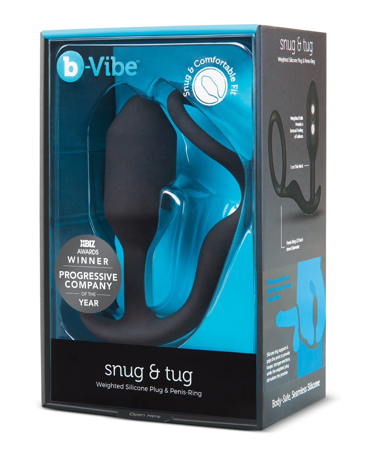 b-Vibe Snug &amp; Tug Weighted Silicone &amp; Penis Ring - 128 g Black
