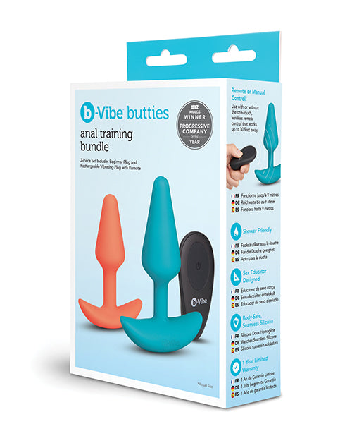 Anal Training Bundle 2-Piece Set Includes Beginner Plug &amp; Rechargeable Vibrating Plug w/Remote