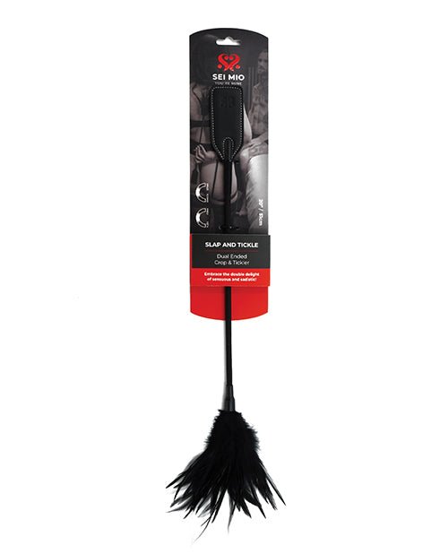Sei Mio Slap &amp; Tickle Dual Ended Crop &amp; Tickler - Black