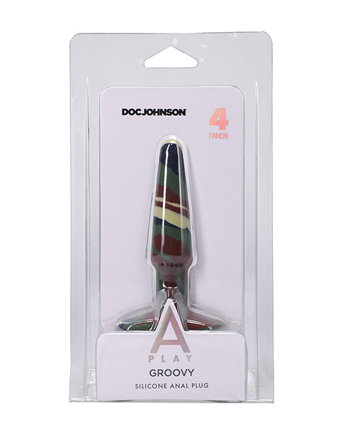 A Play 4" Groovy Silicone Anal Plug - Camouflage