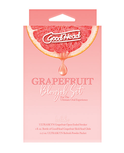 GoodHead Grapefruit Blowjob Set Includes Stroker &amp; Slick Head Glide - 1 oz Bottle Grapefruit
