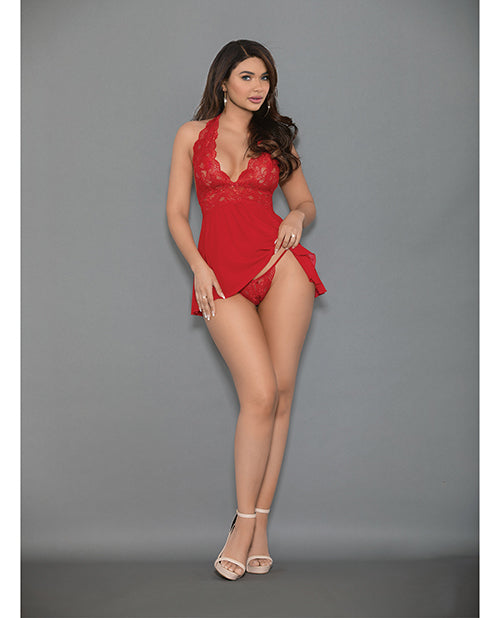 Euphoria Shorty Babydoll &amp; Open Panty Red O/S
