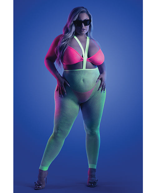 Glow Come Alive Suspender Stockings, Bralette &amp; G-String Multi Color QN