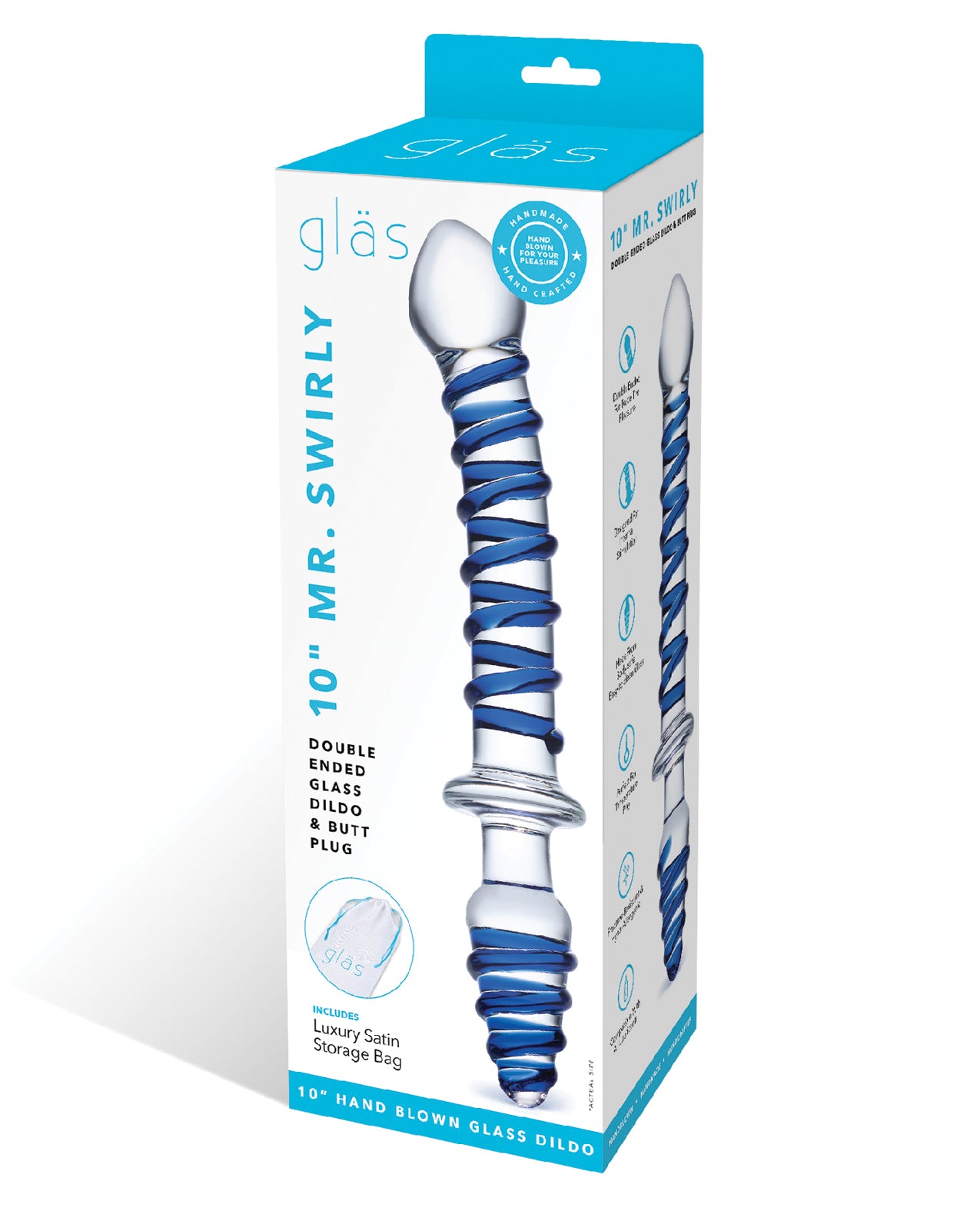 Glas 10" Mr. Swirly Double Ended Glass Dildo &amp; Butt P