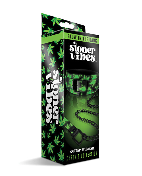 Stoner Vibes Glow in the Dark Collar &amp; Leash