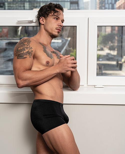 Male Power Satin Lycra Boxer Black Small