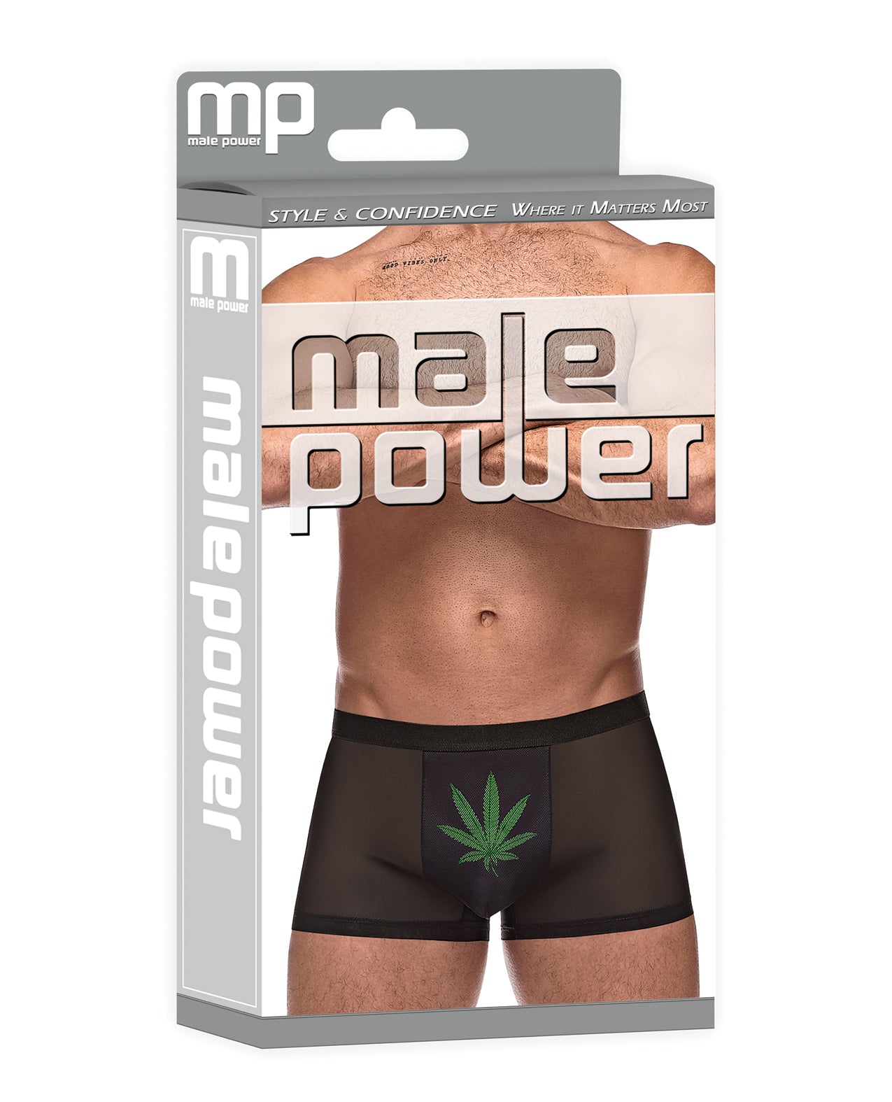 Private Screening Micro Mesh &amp; Modal Pot Leaf Black XL