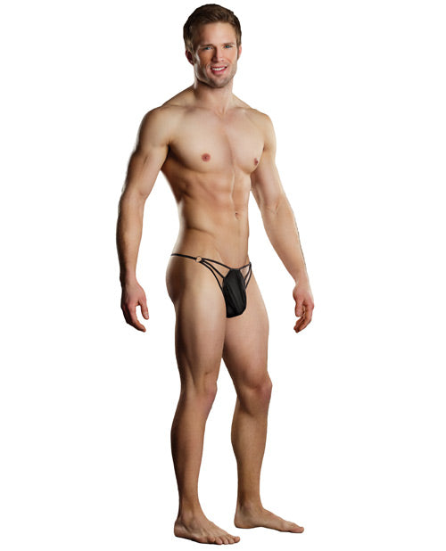 Male Power G-String w/Straps &amp; Rings Black S/M