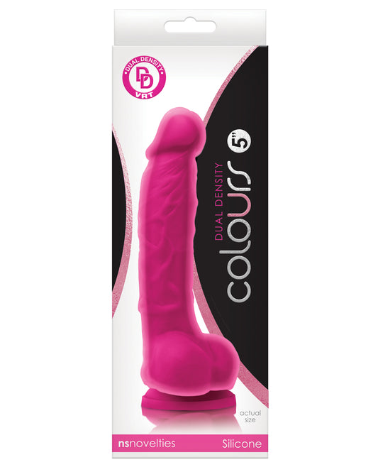 Colours Dual Density 5" Dong w/Balls &amp; Suction Cup - Pink