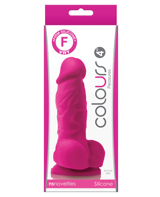 Colours Pleasures 4" Dong w/Balls &amp; Suction Cup - Pink