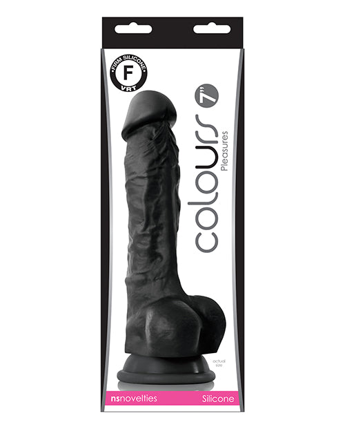 Colours Pleasures 7" Dong w/Balls &amp; Suction Cup - Black
