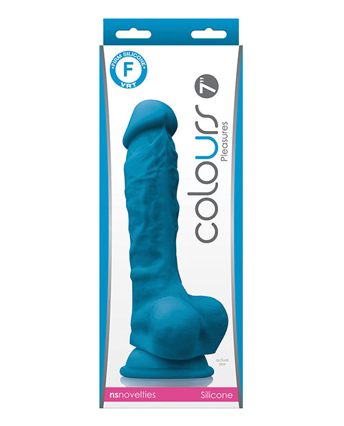 Colours Pleasures 7" Dong w/Balls &amp; Suction Cup - Blue