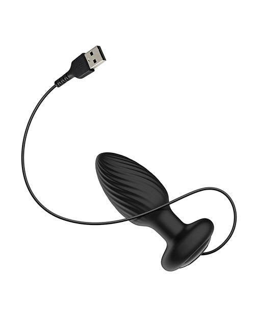 Nexus Tornado Rotating &amp; Vibrating Medium Butt Plug w/Remote - Black