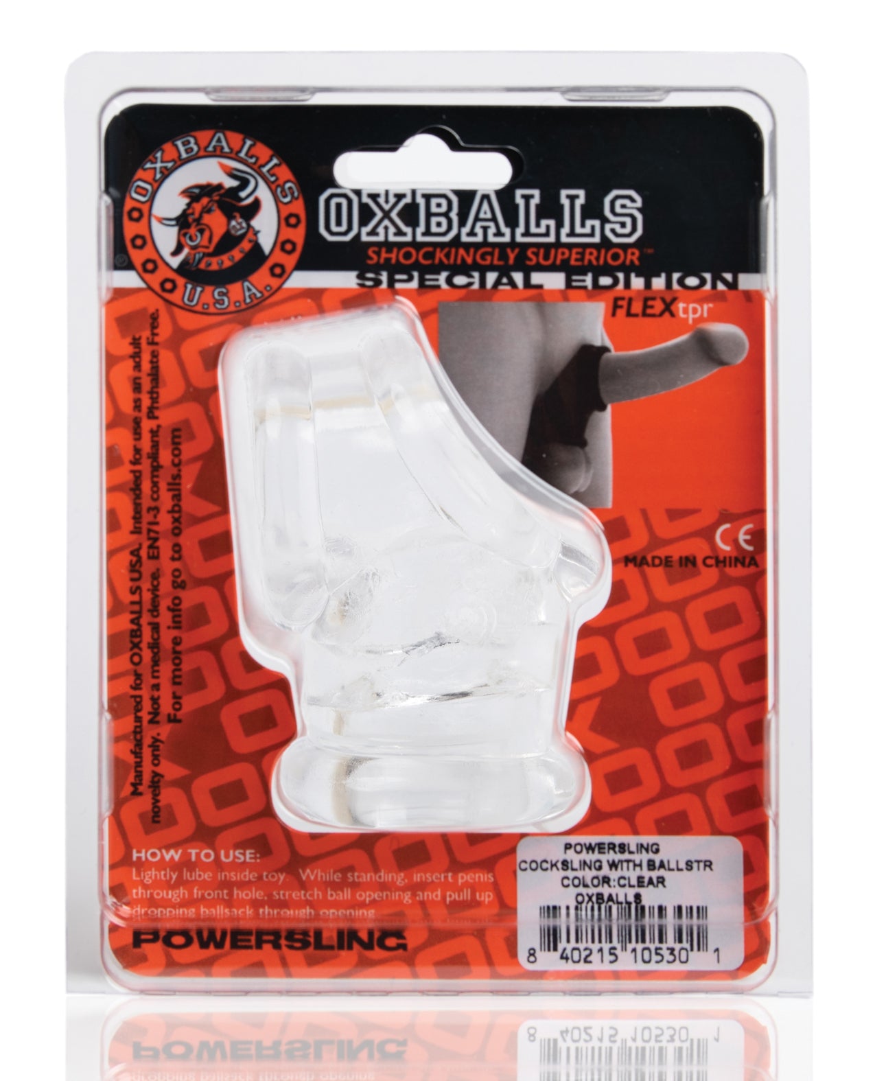 Oxballs Powerballs Cocksling &amp; Ball Stretcher - Clear
