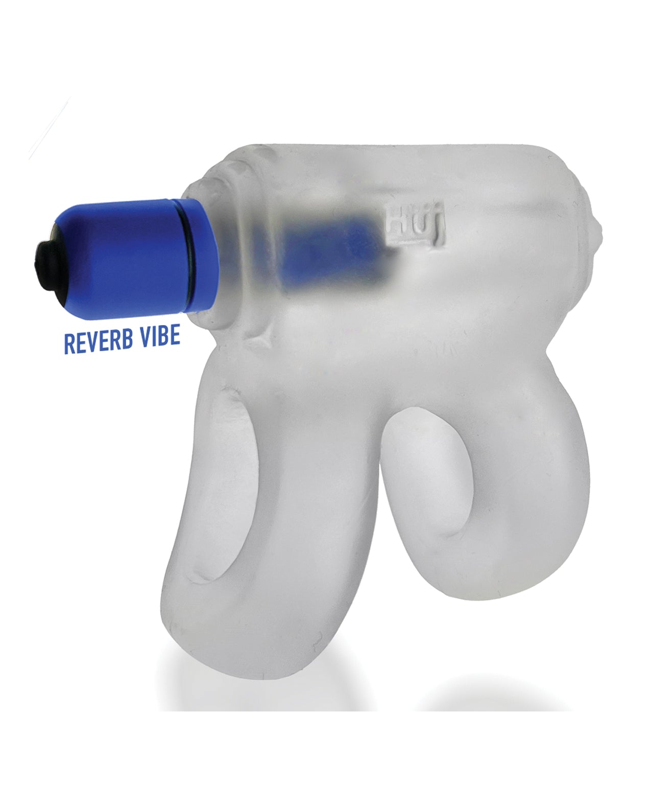 Hunky Junk Revhammer Shaft Vibe Ring - Clear Ice w/Blue Vibe