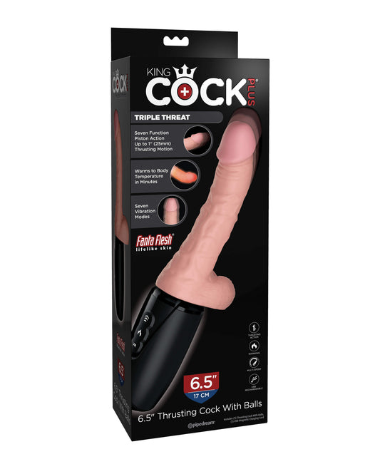 King Cock Plus Thrusting, Warming &amp; Vibrating 6.5" Triple Threat Dong