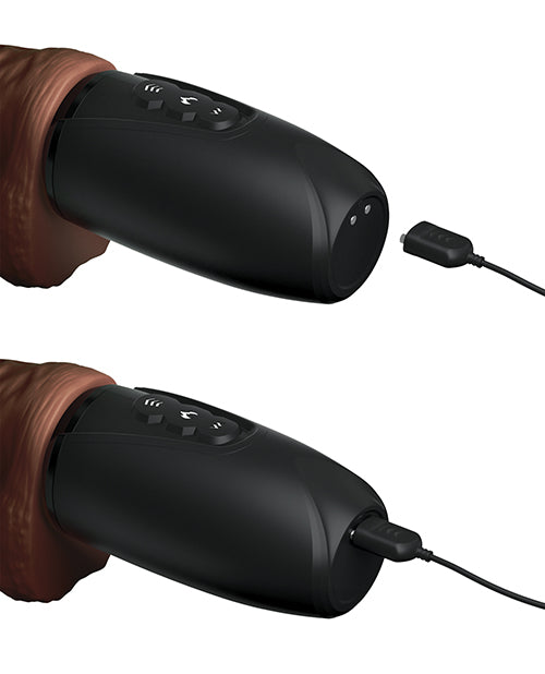 King Cock Plus Thrusting, Warming &amp; Vibrating 7.5" Triple Threat Dong - Brown