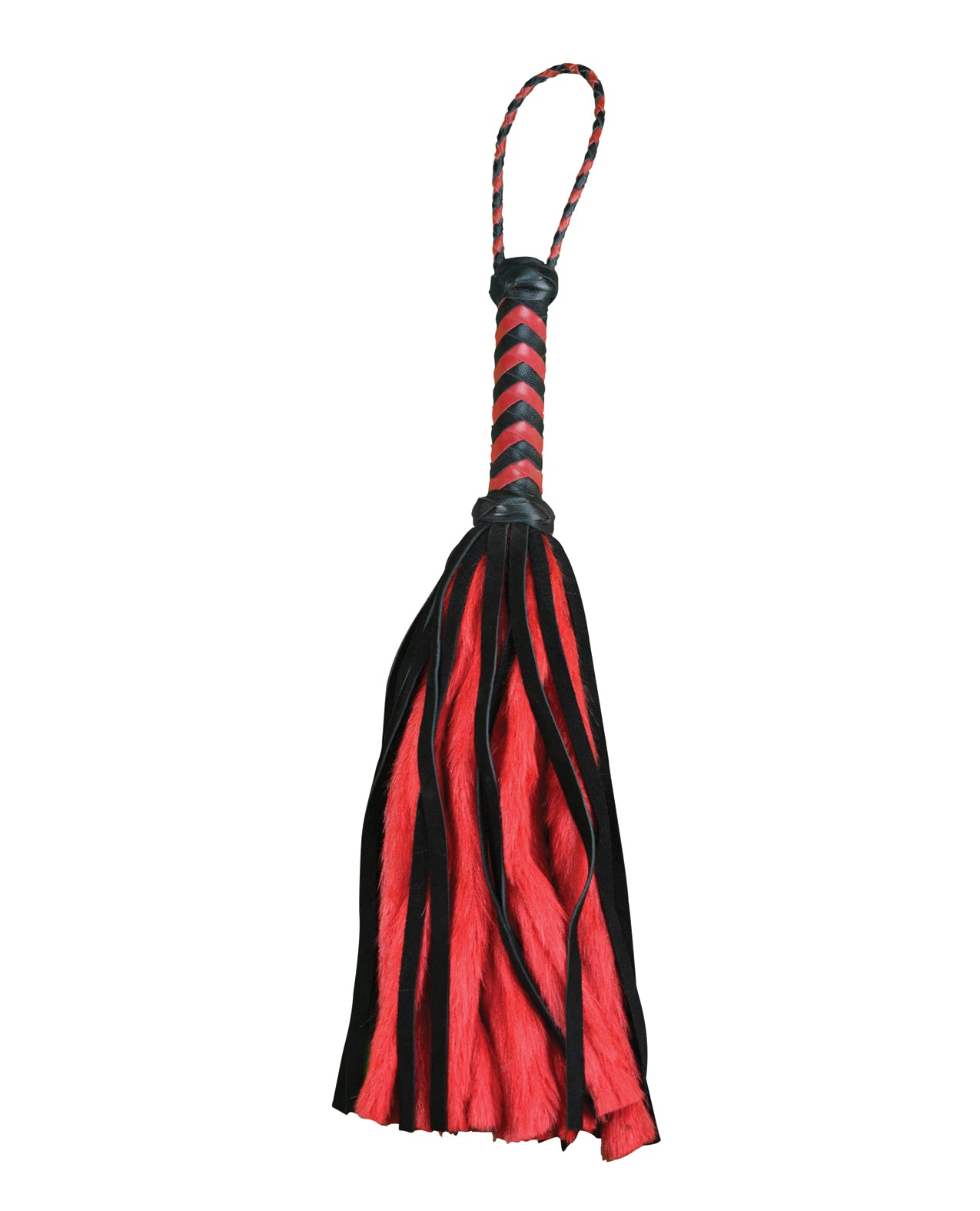 Plesur 17" Suede &amp; Fluffy Faux Fur Tails - Black/Red