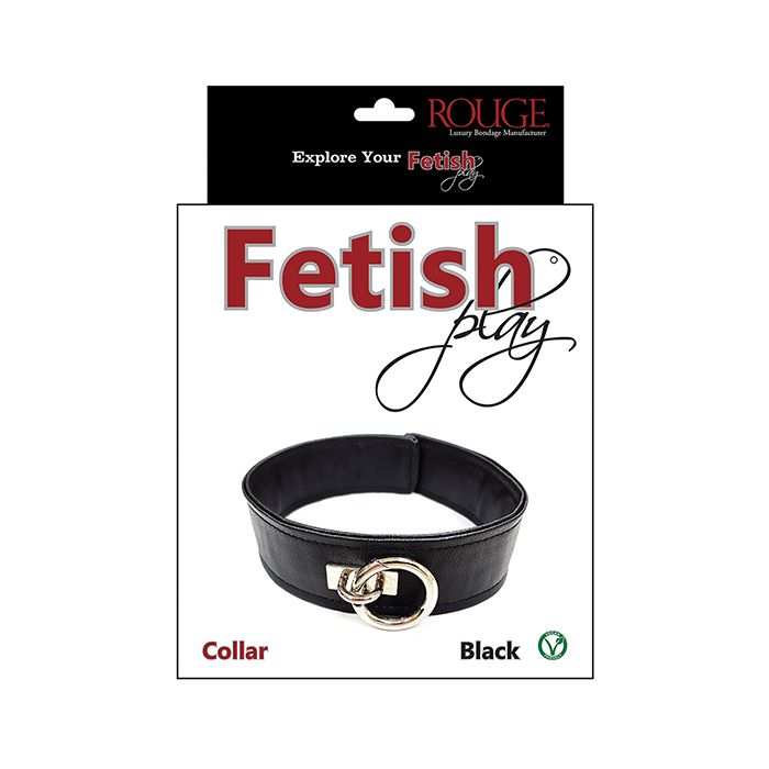 Rouge Fetish Play Vegan Leather Collar - Black