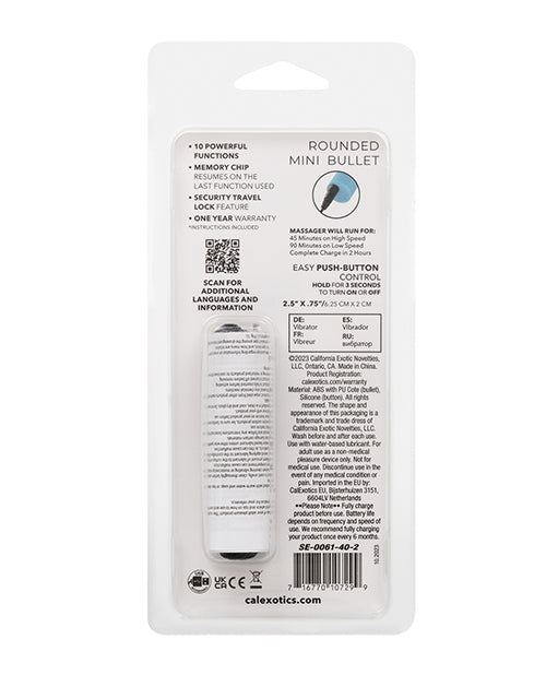 Turbo Buzz Rounded Mini Bullet Stimulator - Blue