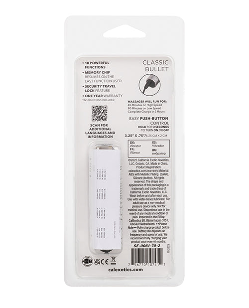 Turbo Buzz Classic Bullet Stimulator - Silver