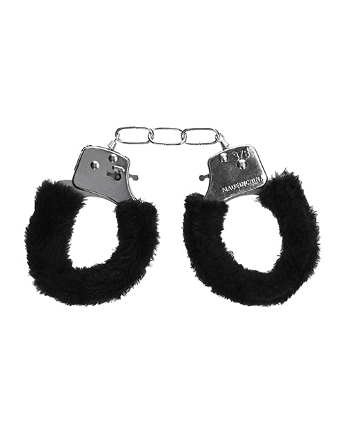 Shots Ouch Black &amp; White Beginner's Furry Hand Cuffs - Black