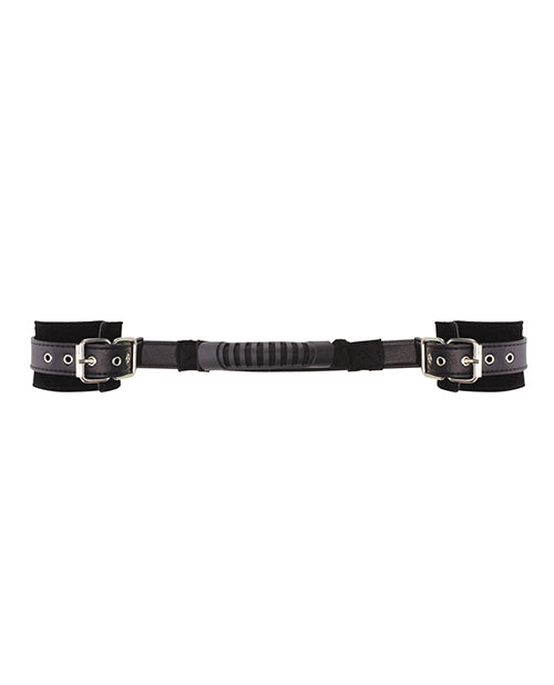 Shots Ouch Black &amp; White Bonded Leather Hand Cuffs w/Handle - Black
