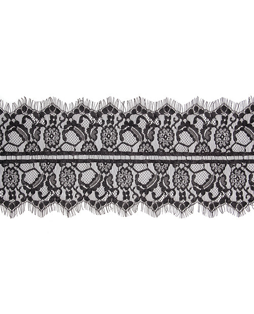 Shots Ouch Black &amp; White Lace Mask w/Elastic Straps - Black