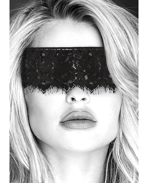 Shots Ouch Black &amp; White Lace Mask w/Elastic Straps - Black