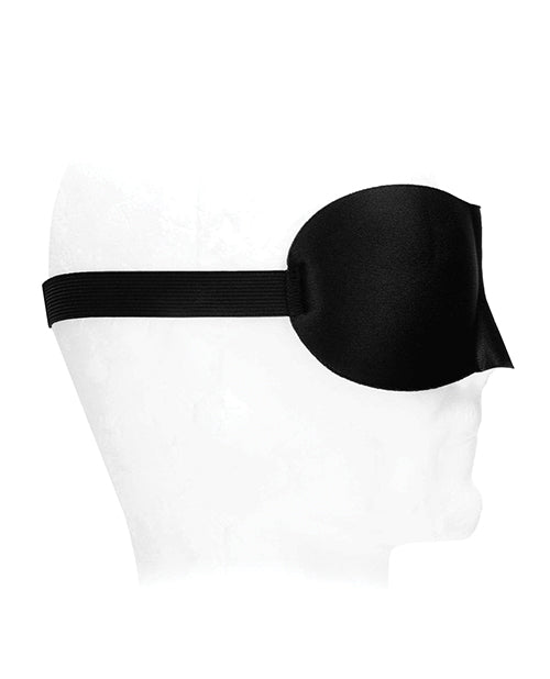 Shots Ouch Black &amp; White Satin Curvy Eye Mask w/Elastic Straps - Black