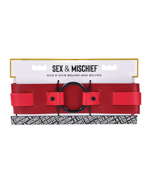 Sex &amp; Mischief Ex's &amp; Oh's Bound &amp; Belted - Red/Black