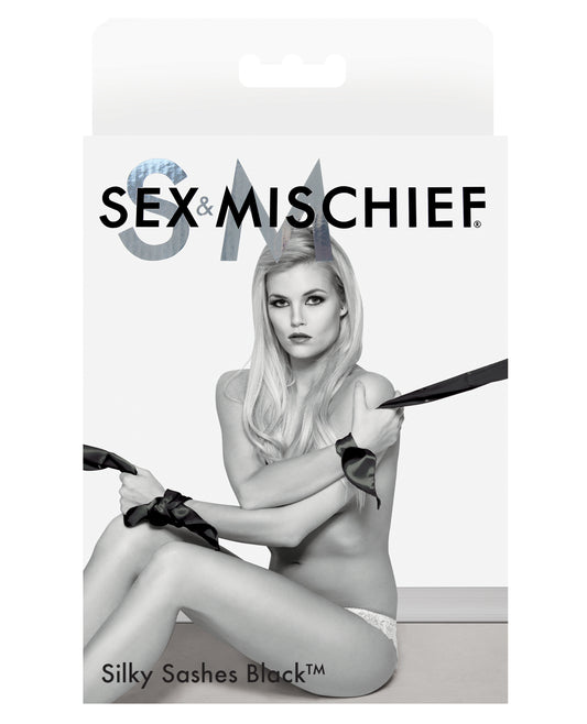 Sex &amp; Mischief Silky Sash Restraints - Black