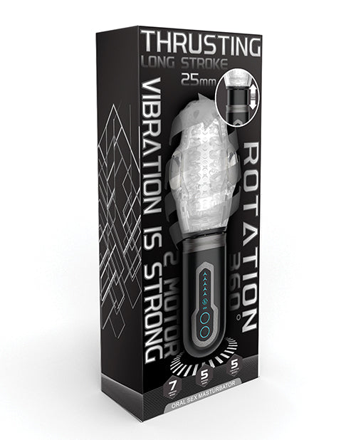 Thrusting, Rotating &amp; Vibrating Oral Sex Masturbator - Black