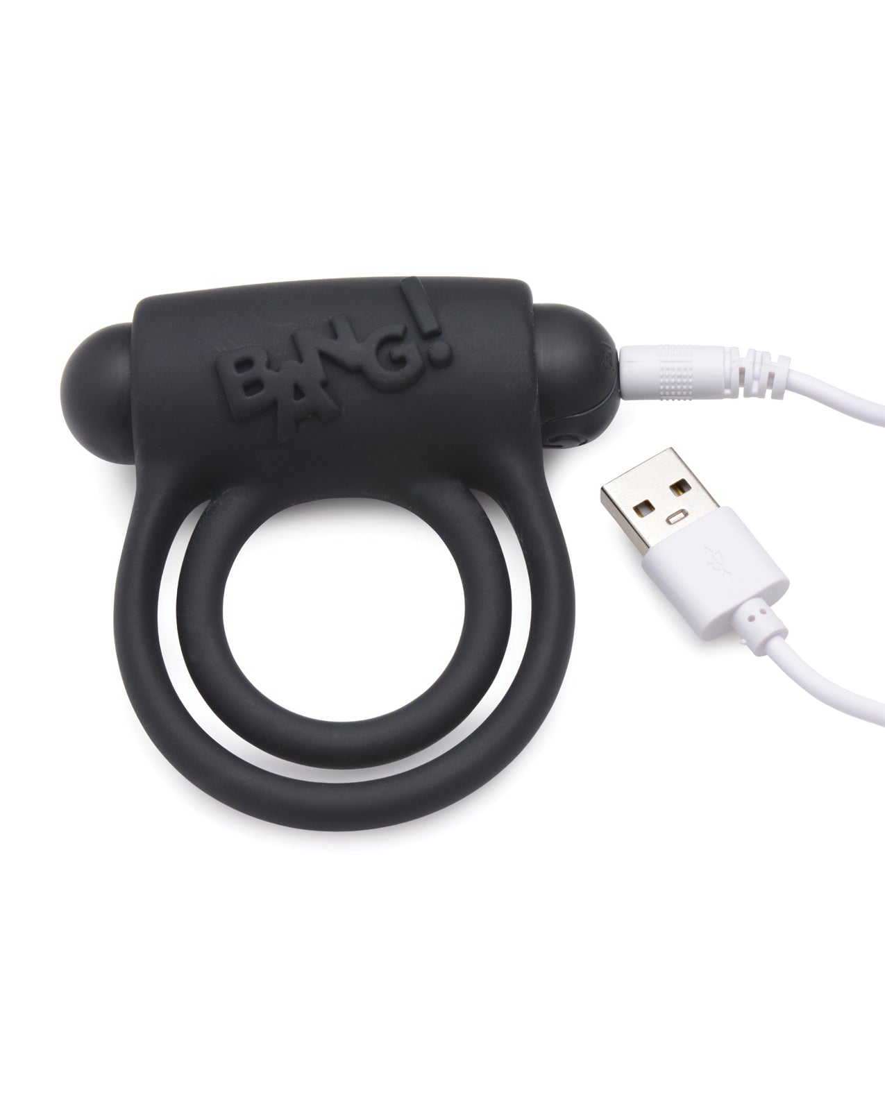 Bang! Vibrating Cock Ring &amp; Bullet w/Remote Control - Black