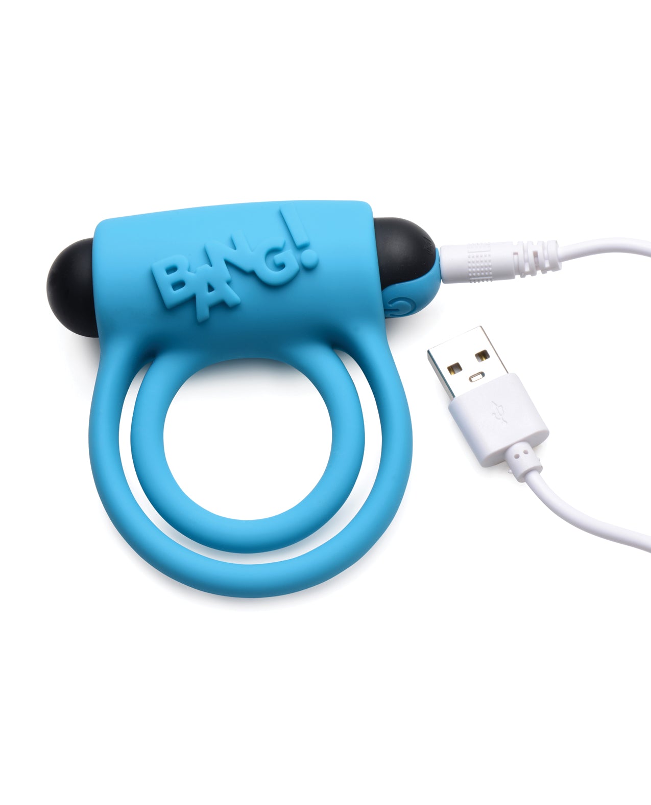 Bang! Vibrating Cock Ring &amp; Bullet w/Remote Control - Blue