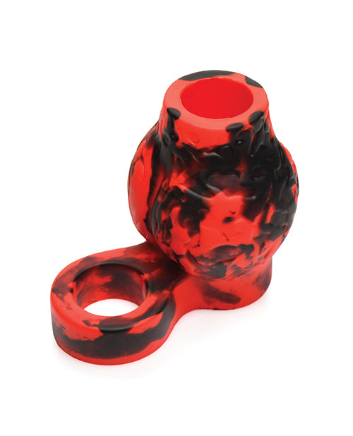 Creature Cocks Hell Bound Penis Sleeve &amp; Ball Stretcher - Large, Red/Black