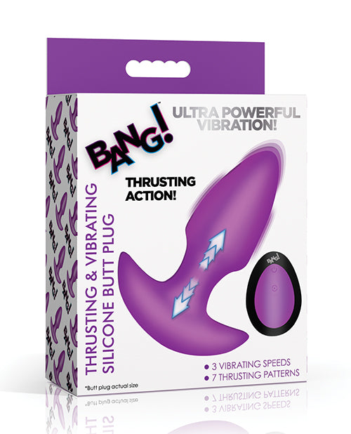 Bang! Thrusting &amp; Vibrating Butt Plug - Purple